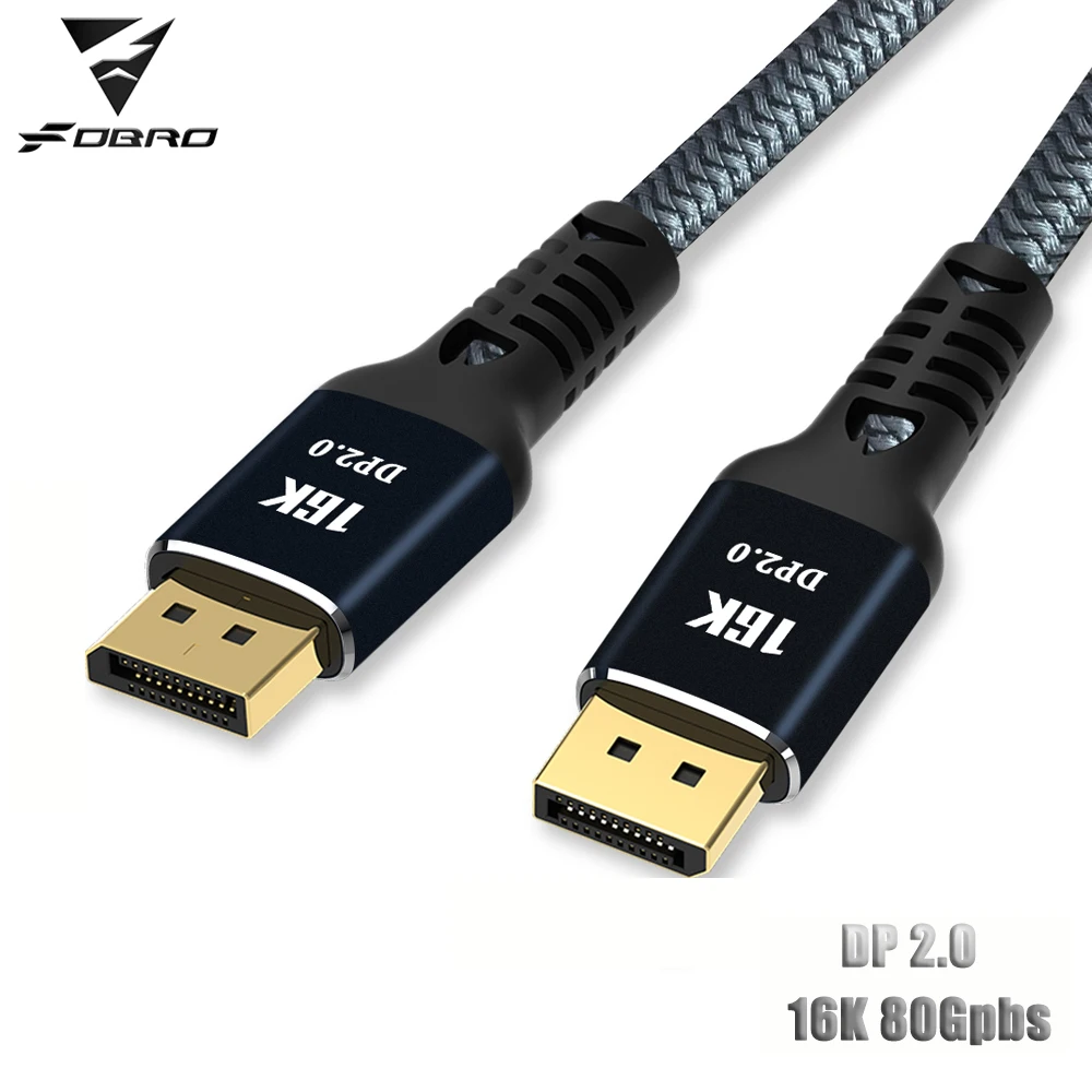 

FDBRO DisplayPort 2.0 Cable 16K 60Hz 8K 60Hz 4K 165Hz DP TO DP High Speed 80Gbps HDCP Display Port Adapter For Video PC Laptop