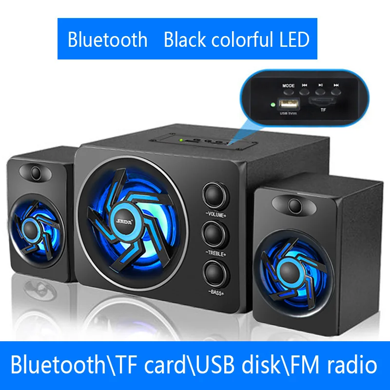 Bluetooth\TF\USB\FM Function 2.1 Computer Speaker System SADA D-219 With Colorful LED Light and Powered Subwoofer USB Wire Power