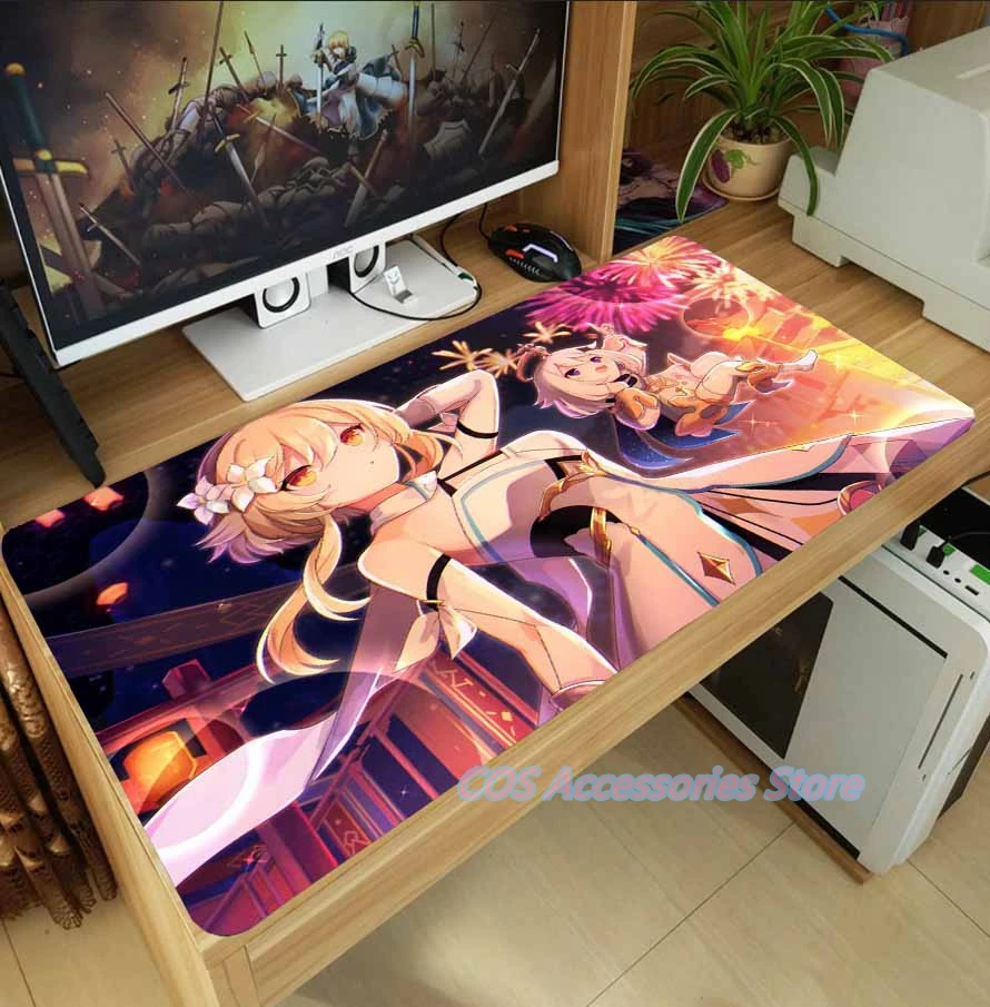 anime genshin impact lisa qiqi mouse pad mice mat large thicken pc laptop keyboard table pad gaming play mat otaku xmas gifts free global shipping