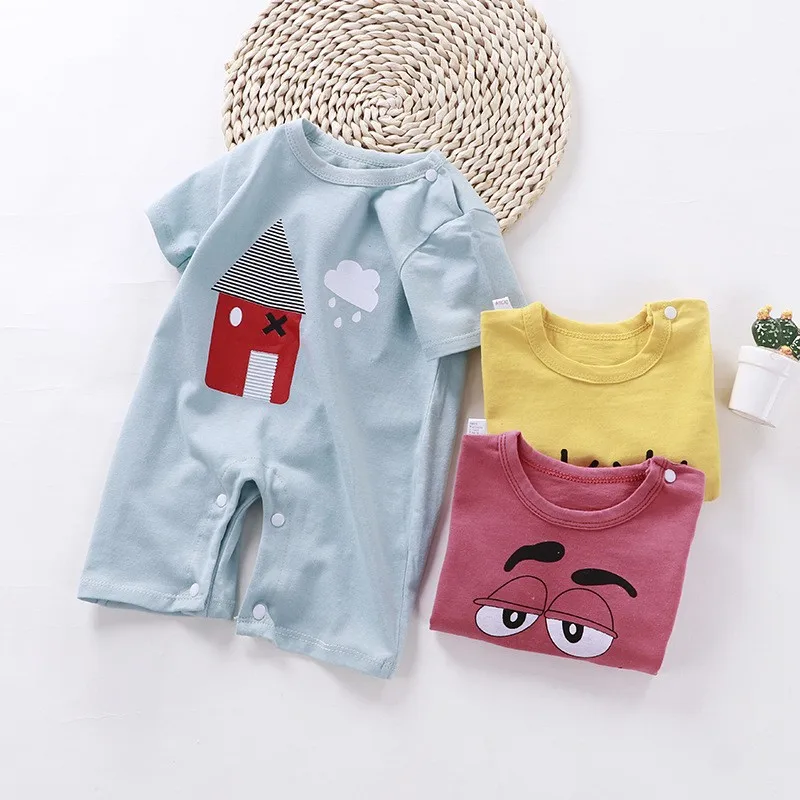 

Baby Onesies 2022 Summer New Thin Cotton Infant Boys Girls Short-sleeved Romper Newborn Open File Climbing Clothes 0-24 Months