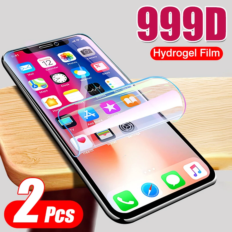 Гидрогелевая пленка 999D для защиты экрана 2 шт. iPhone 12 11 Pro XS MAX XR X Защитная SE 2020 7 8 Plus
