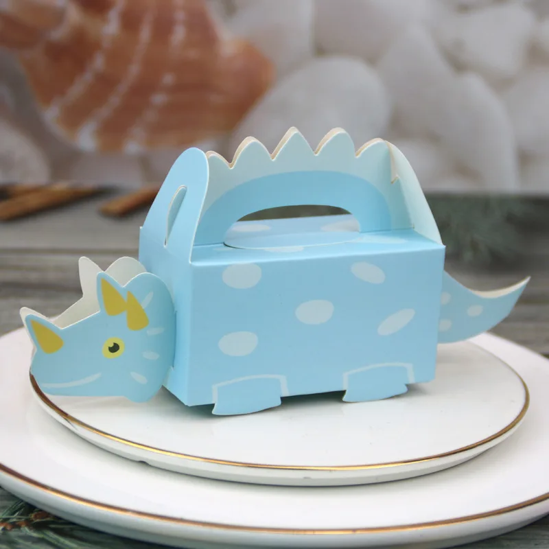 

50pcs Cartoon 3D Dinosaur Candy Box Triceratops Favors Paper Boxes for Kids Birthday Party Decorations Boys Baby Shower Gift Bag