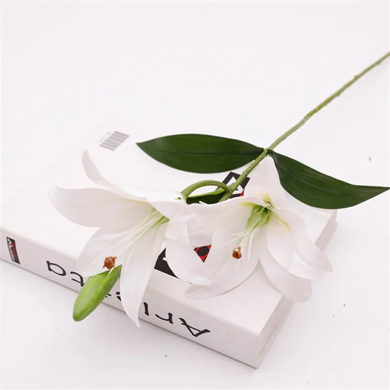 Один поддельный короткий стержень латексная Лилия Реалистичная на ощупь Lilium Brownii