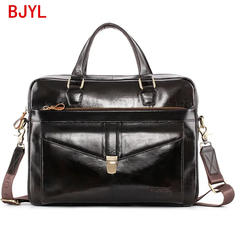 Soft Leather Business Men's Briefcase Cowhide Lock Handbags Men Laptop Bag Casual Shoulder Messenger Bag Portable Travel Bags
