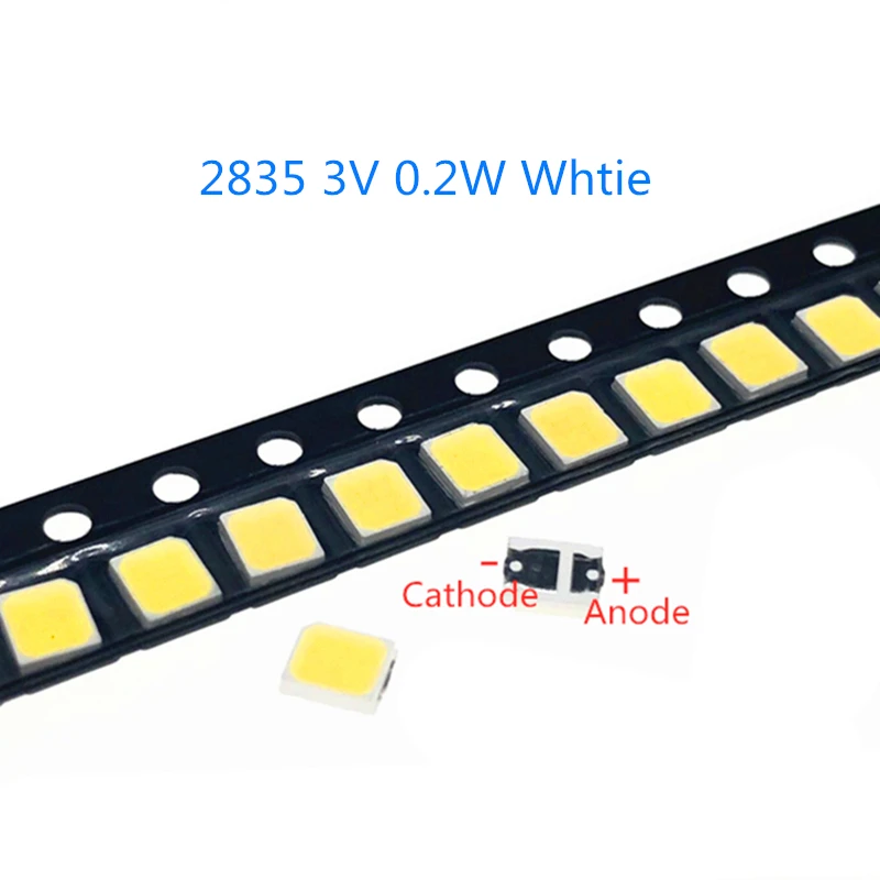 100-1000 шт. SMD СВЕТОДИОДНЫЙ 2835 белый 3000 К 9000 к чип 0,2 Вт 3 в 150 мА ультра яркий 0,2 Вт поверхностного монтажа PCB светодиодный светильник излучающий диод