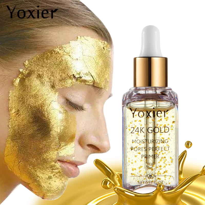 

Face Serum 24K Gold Essence Shrink Pores Hyaluronic Acid makeup primer Anti Aging Plant Skin Care Whitening Anti Wrinkle Cream