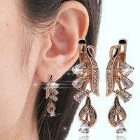 80 hot salesearrings rhinestone inlaid decorative copper long dangle eardrop for daily life
