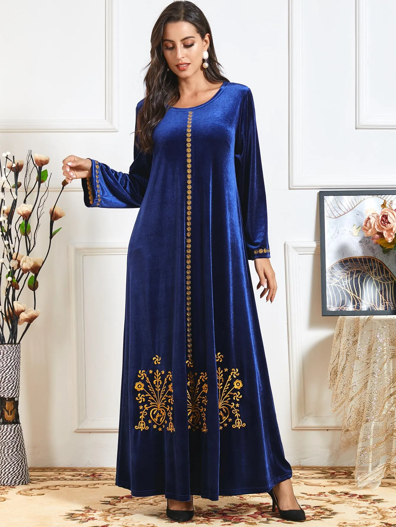 Мусульманское платье Abaya женский халат с оборками Jubah Elbise Eid Исламская одежда