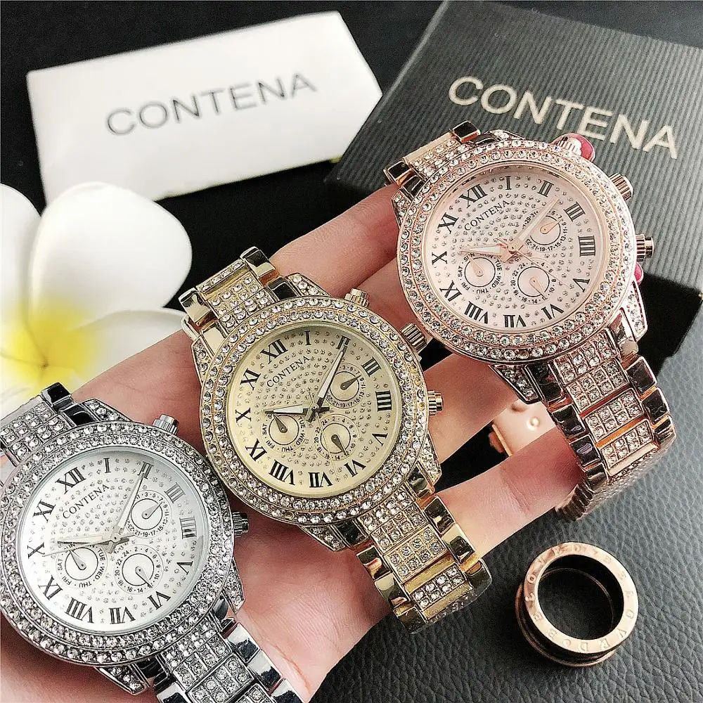 

No.2 Contena Diamant Drie Kleine Wijzerplaat Damesmode Delicate Horloge