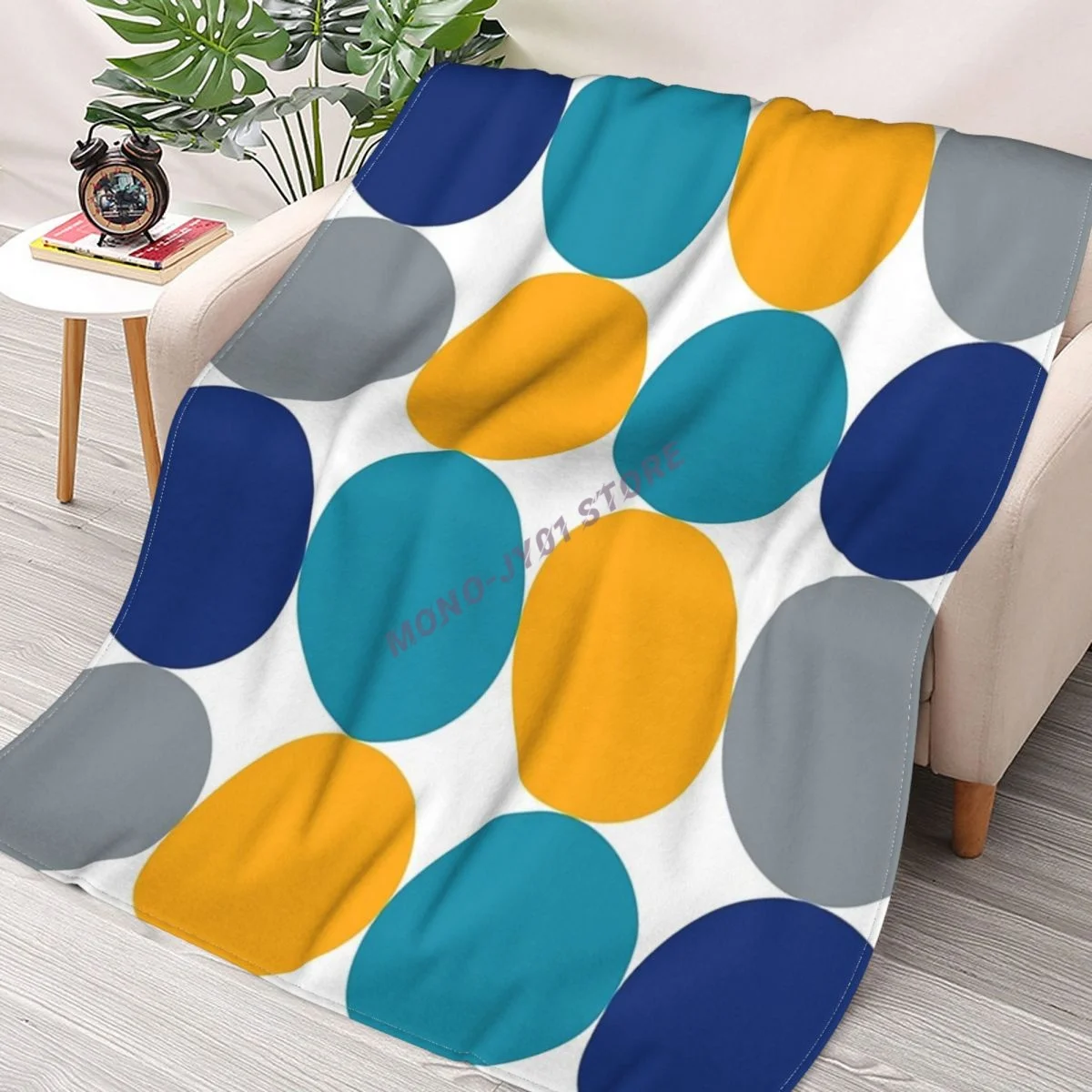 

Abstract Circle Parrten - Blue Teal Yellow Grey Throw Blanket Sherpa Blanket cover Bedding soft Blankets