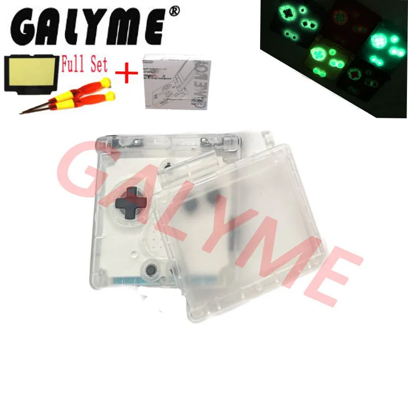 Хит продаж прозрачный цветной чехол для GBA SP Сменный Чехол корпуса со светящимися