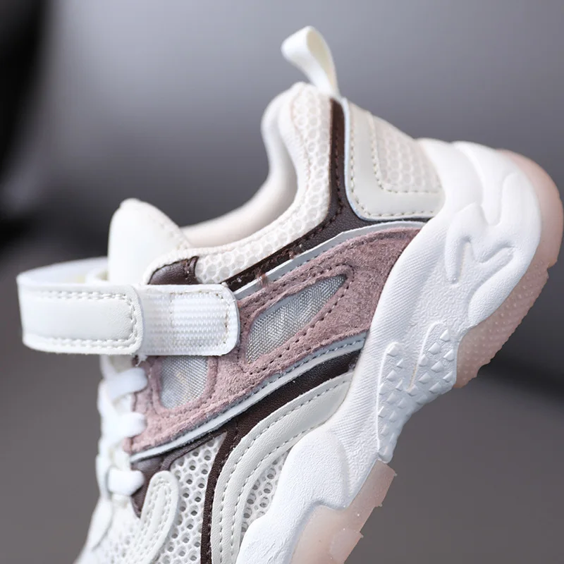

16.5-22cm Brand Girls Boys Tennis Shoes,Genuine Leather+Mesh Casual Sneaker For School Baby, Breathable Spring Children Shoes