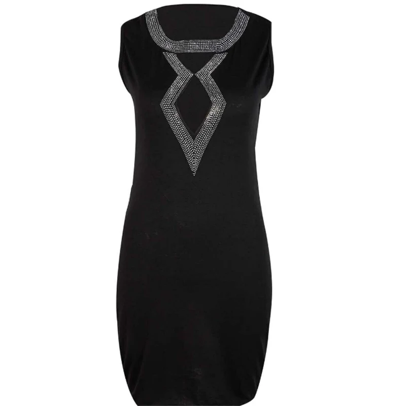 

Summer Women Sexy Bandage Bodycon Dress Fashion Rhinestone Casual Sleeveless Party Club Tank Mini Dress Vestidos for Female
