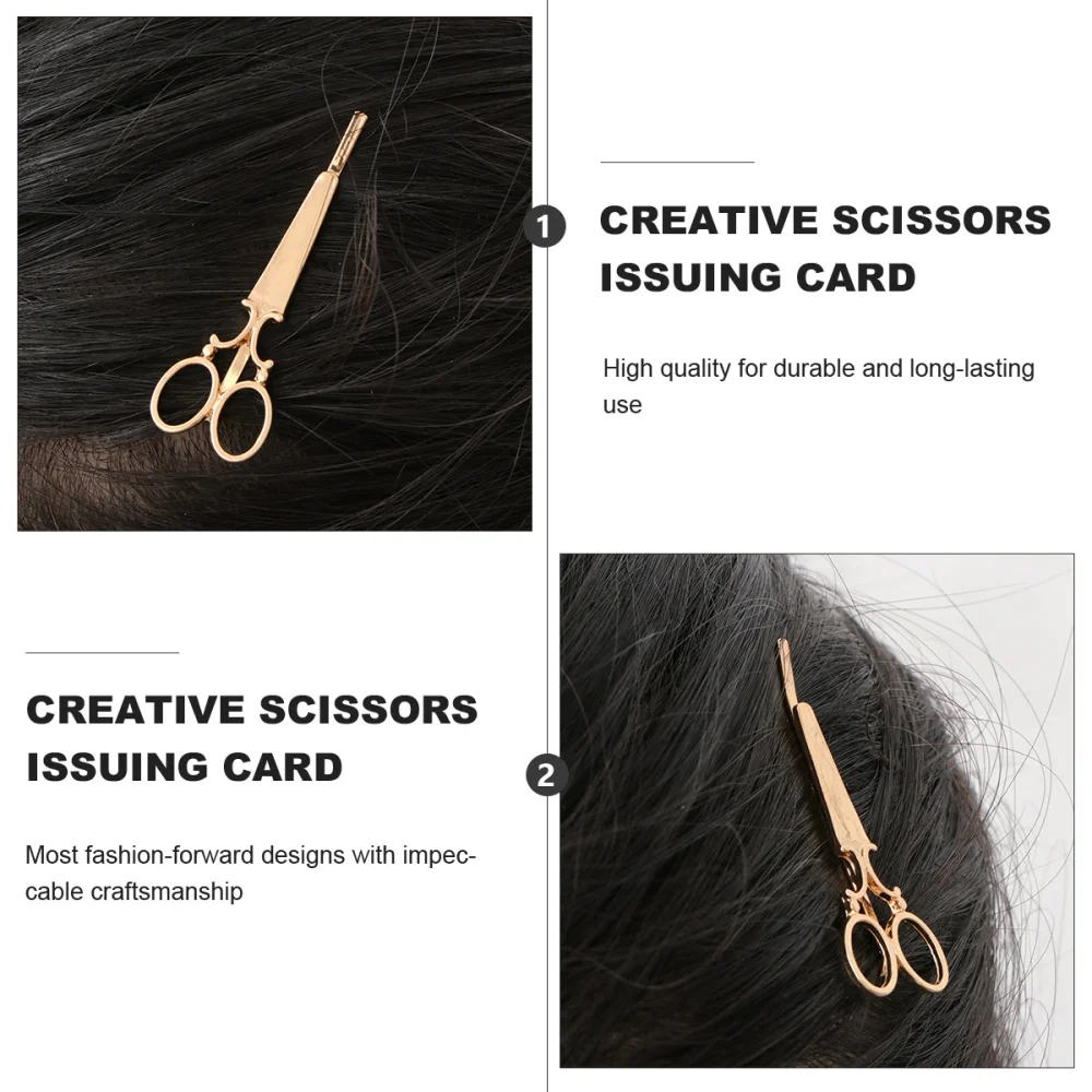 

Girls Fashion Scissors Shape Hair Clip Hair Accessories Creative Headpiece (Gold)