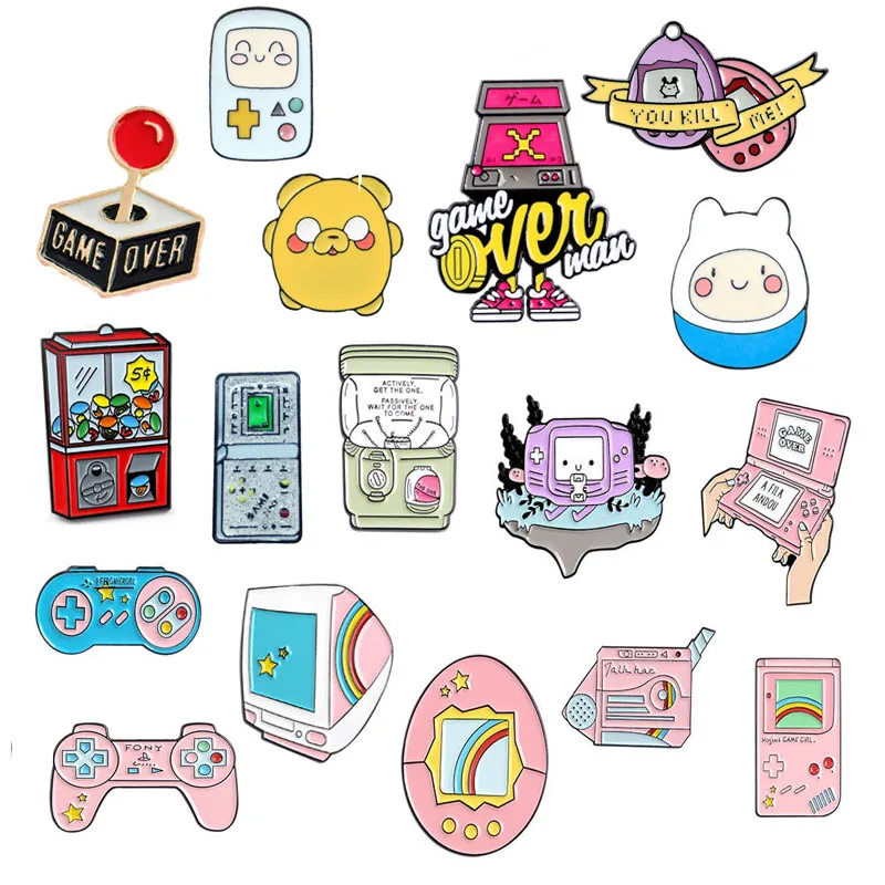 

XEDZ Game Machine Enamel Pins 90s Flip Cute Twist Rod Doll Machine TV Vending Machine Lapel Brooch Jewelry badges Children Gift