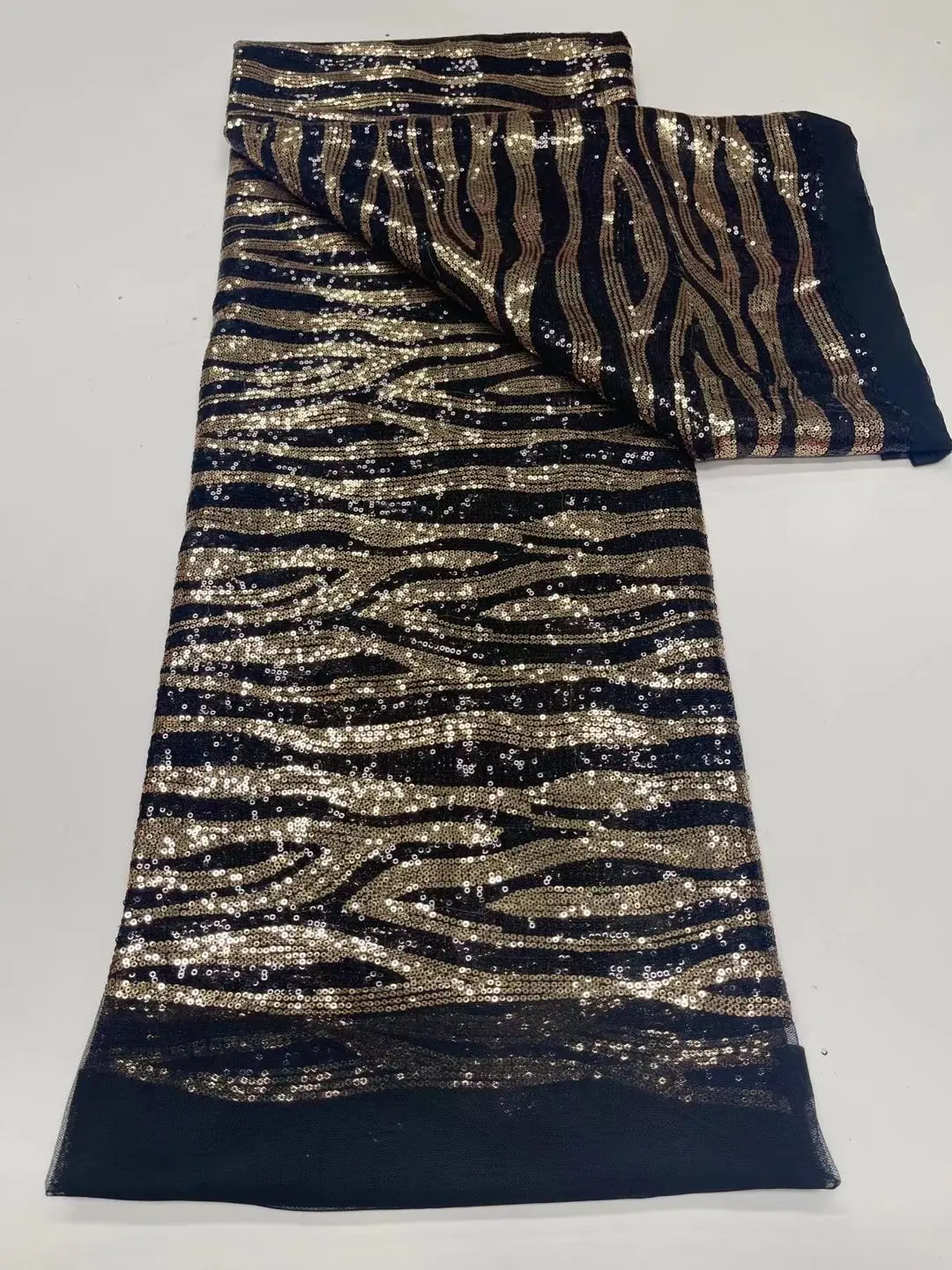 Горячая Распродажа черная с золотыми блестками сетчатая кружевная ткань