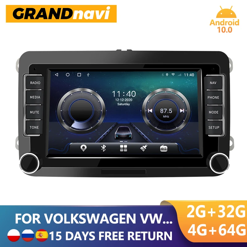 Автомагнитола GRAND 2 Din Android для VW Volkswagen Golf Polo Tiguan Passat b7 b6 SEAT Leon Skoda Octavia GPS