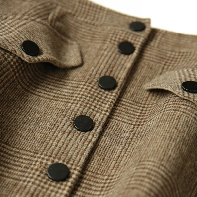 Высококачественная Женская шерстяная клетчатая юбка двухсторонняя Осенняя