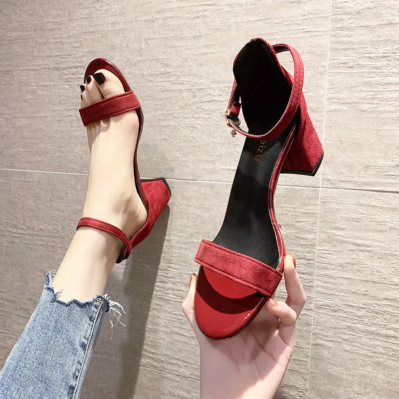 

High Heel Sandal for Women Suit Female Beige Shoes Lady 2021 Espadrilles Platform High-heeled Block Black New Comfort Fashion Gi