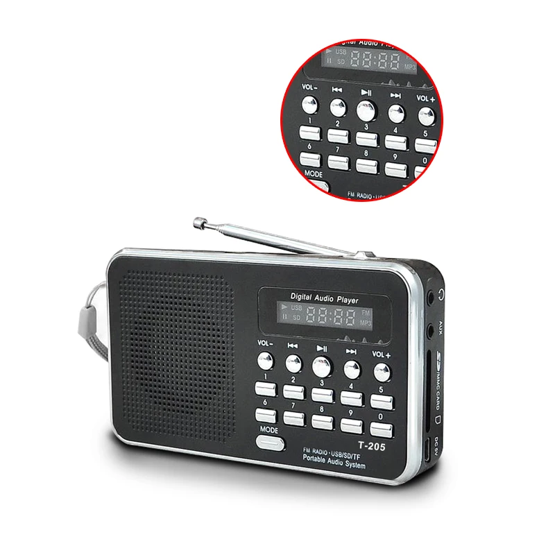Портативный мини Am Fm радио стерео динамик Поддержка Sd/Tf карта с Usb (черный) |