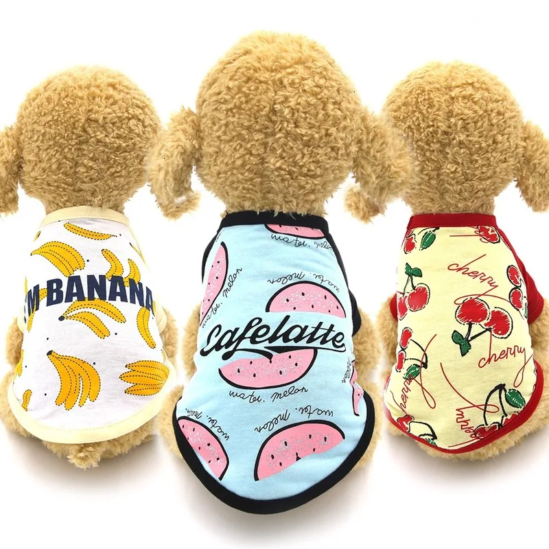 

Fashion Cotton Pet Clothes Cute Fruit Pattern T-shirts Suit Small Medium Cat Dog Clothes for Small Dogs Pet Supplies XS-L