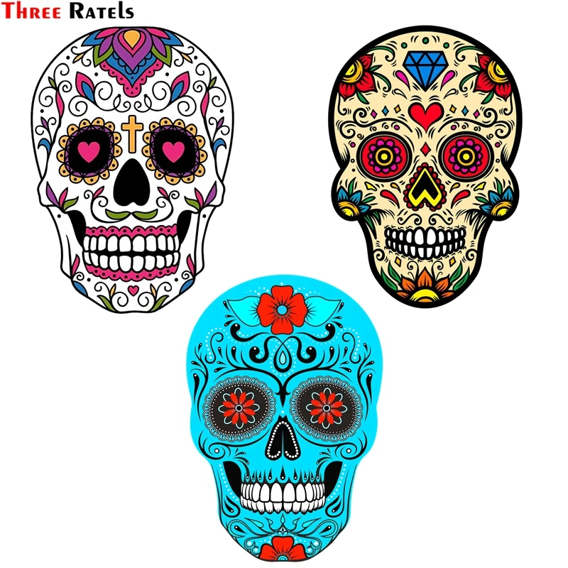 

Three Ratels FC160 Mexican Sugar Skull Sticker Graffiti Skeleton Ghost Motorcycle Laptop Skateboard Helmet Decal