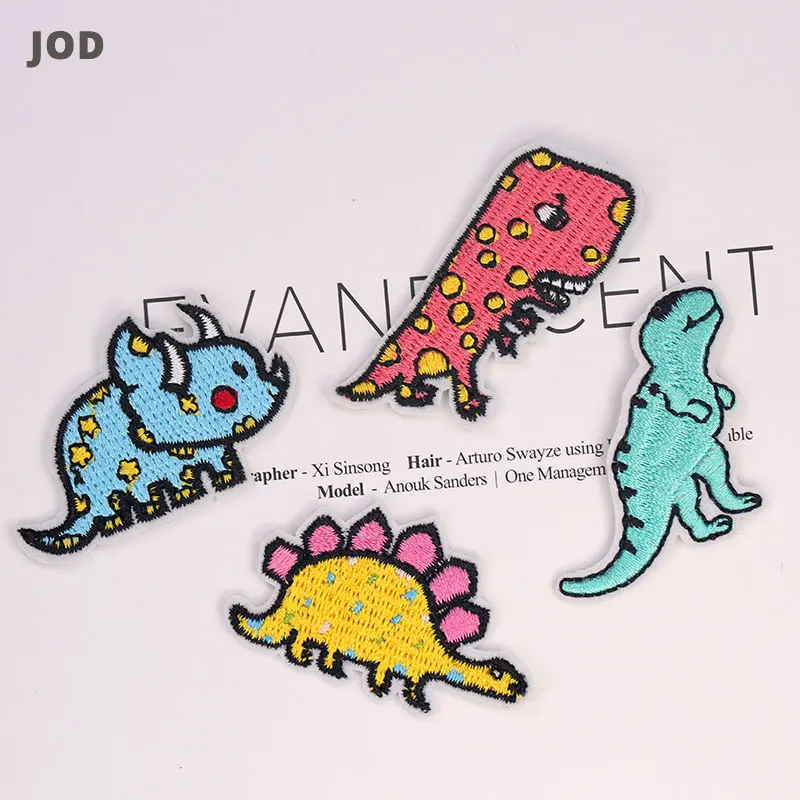 Вышитый Динозавр из мультфильма в полоску для одежды Детские нашивки мальчиков