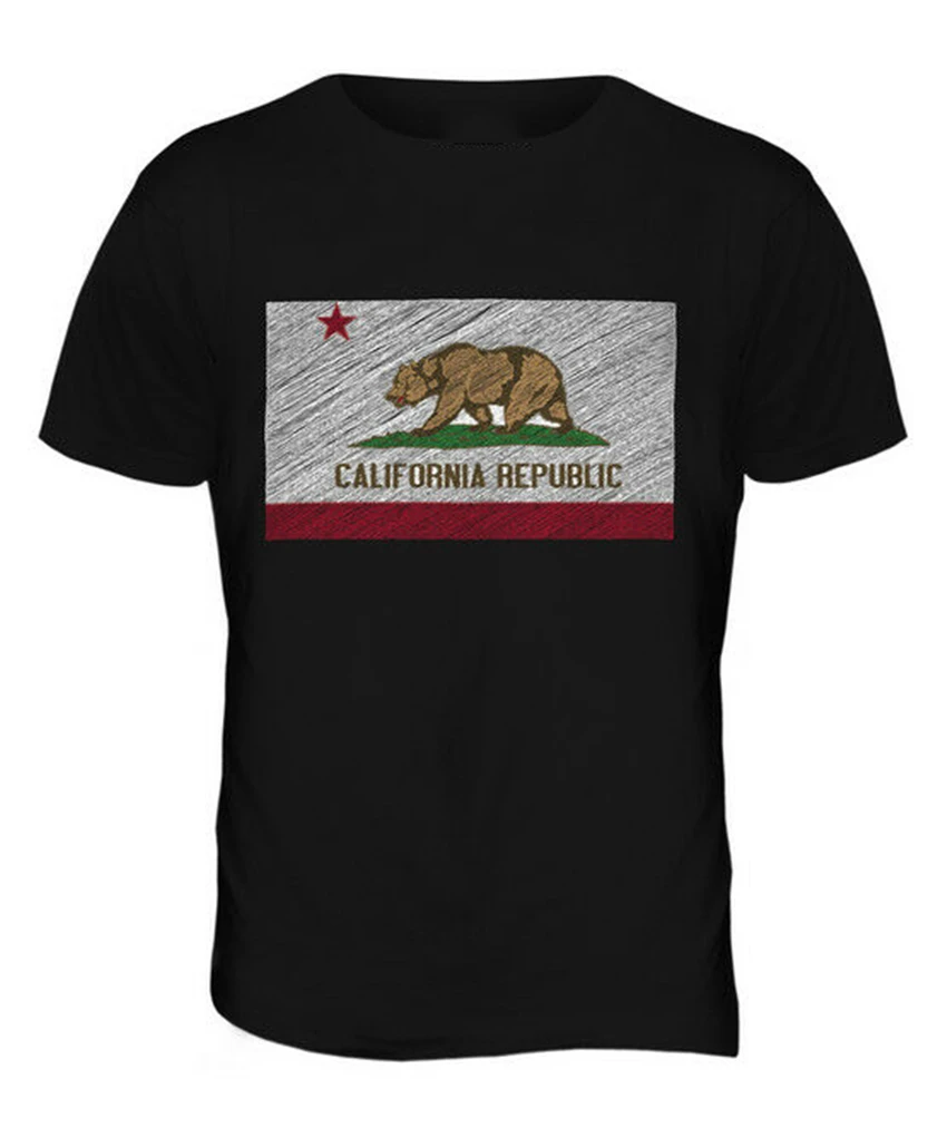 Мужская футболка с флагом California State Scribble топ Giftcalifornian дышащая футболка|Мужские