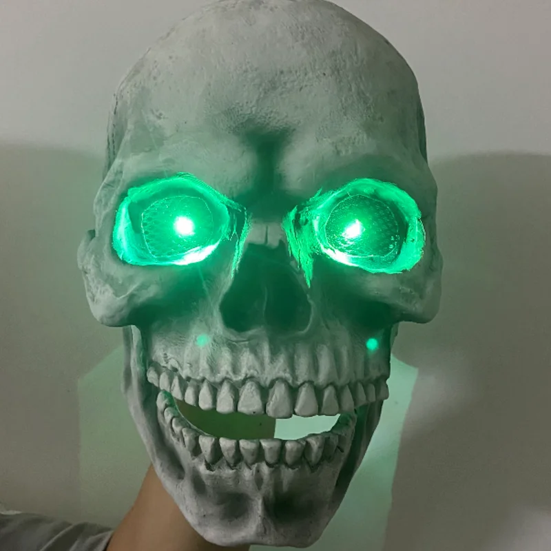 

Creative LED Halloween Horror Decoration Full Head Skull Mask Helmet Movable Jaw Funny Unisex Adults Horror Mascaras Halloween