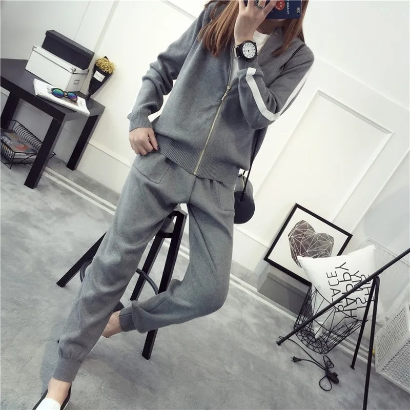 Вязаный свитер комплект из двух предметов повседневный кардиган на молнии