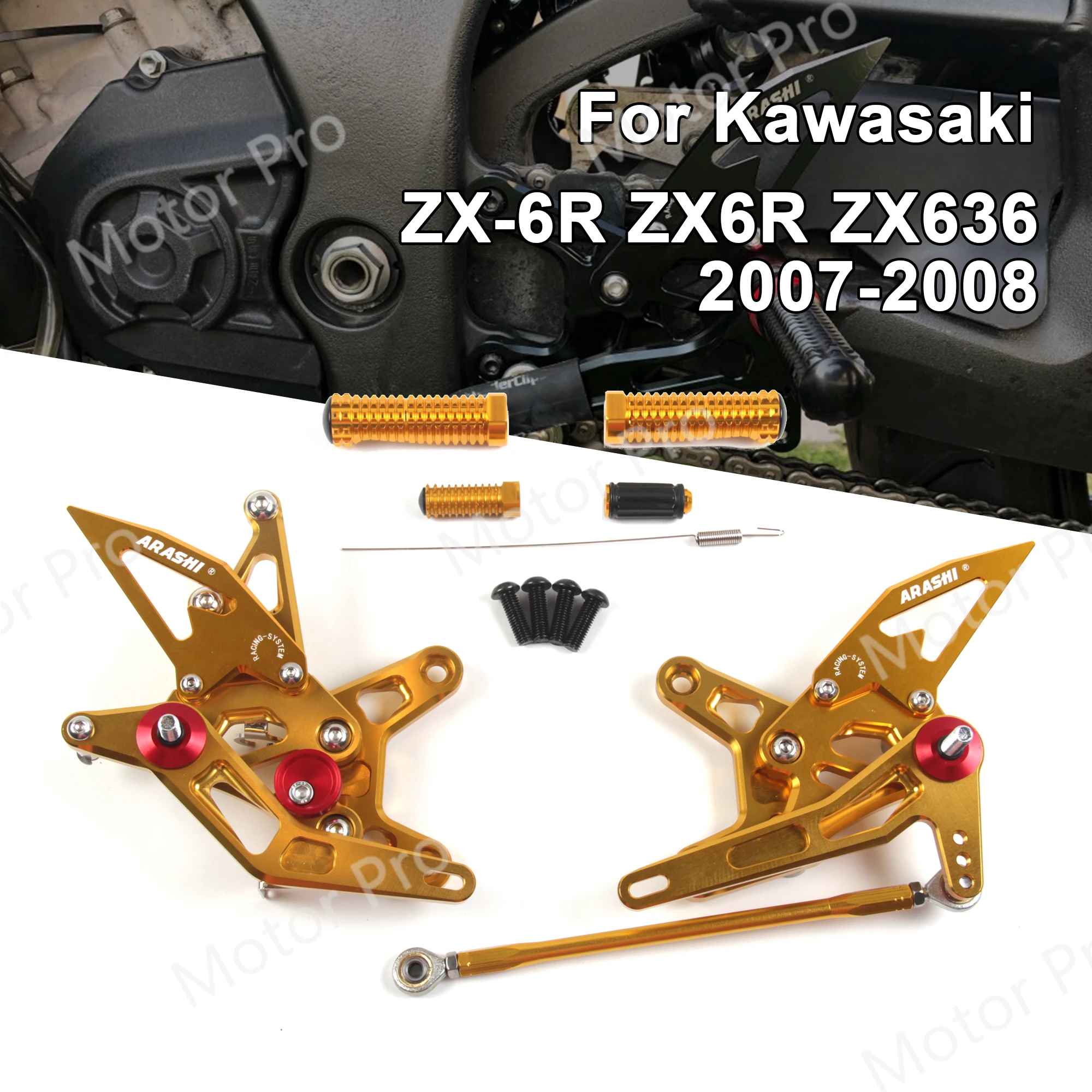 

Adjustable Footrests For KAWASAKI NINJA ZX6R 2007 2008 Motorcycle Accessories Foot Rests Pegs Rearsets Pedal ZX-6R ZX636 ZX 636