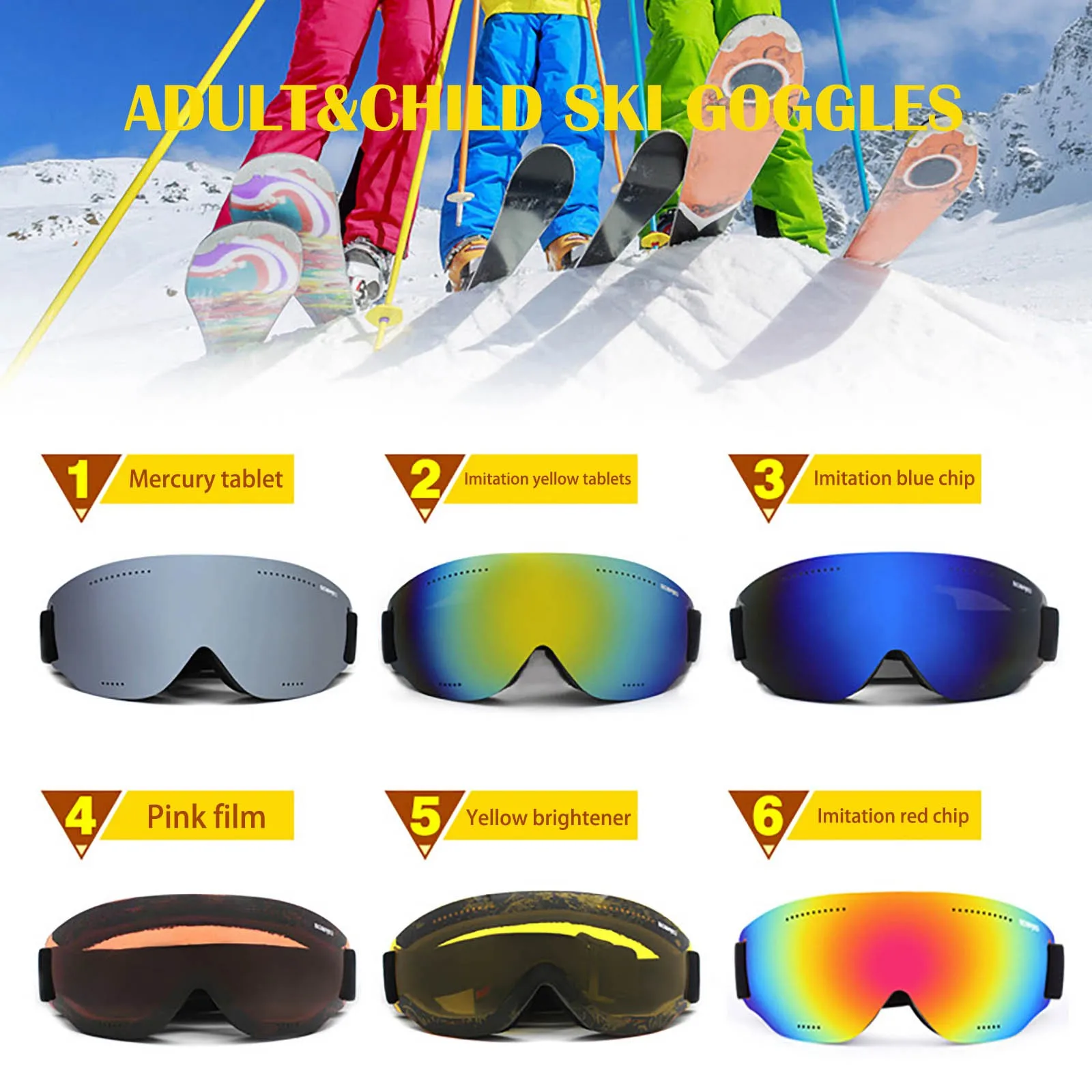 Очки для мальчиков Лыжный Сноуборд Регулируемые очки с цилиндрической повязкой