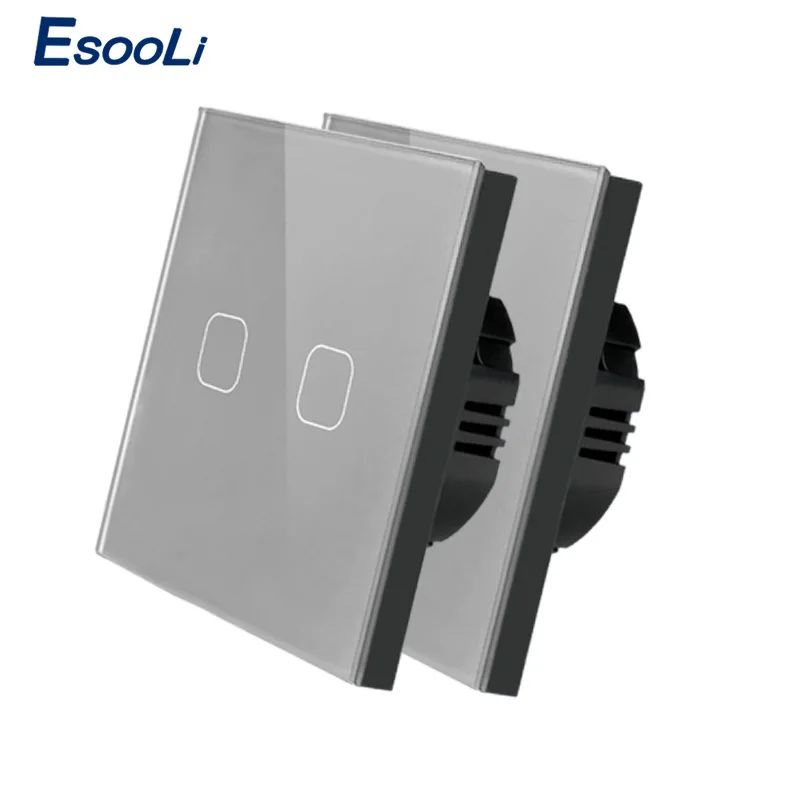 Серая панель переключателя Esooli из хрустального стекла сенсорный выключатель