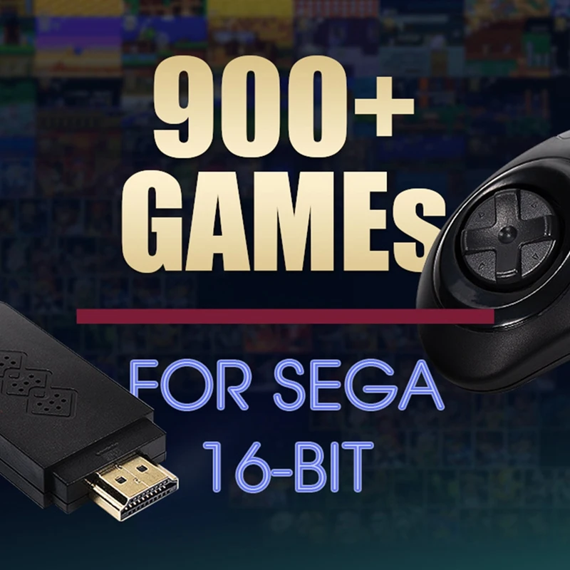 16-битная Беспроводная игровая консоль MD для Sega Genesis Game Stick HDMI-совместимая с 900