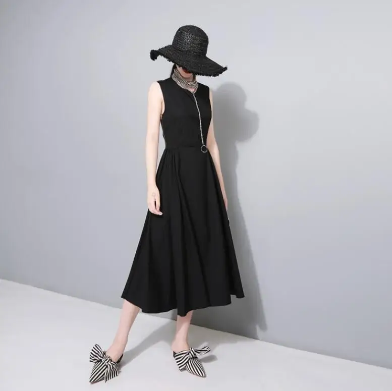 

Spring summer women's runway fashion Designer white black back cross dress female casual sexy chic A-line dress TB072
