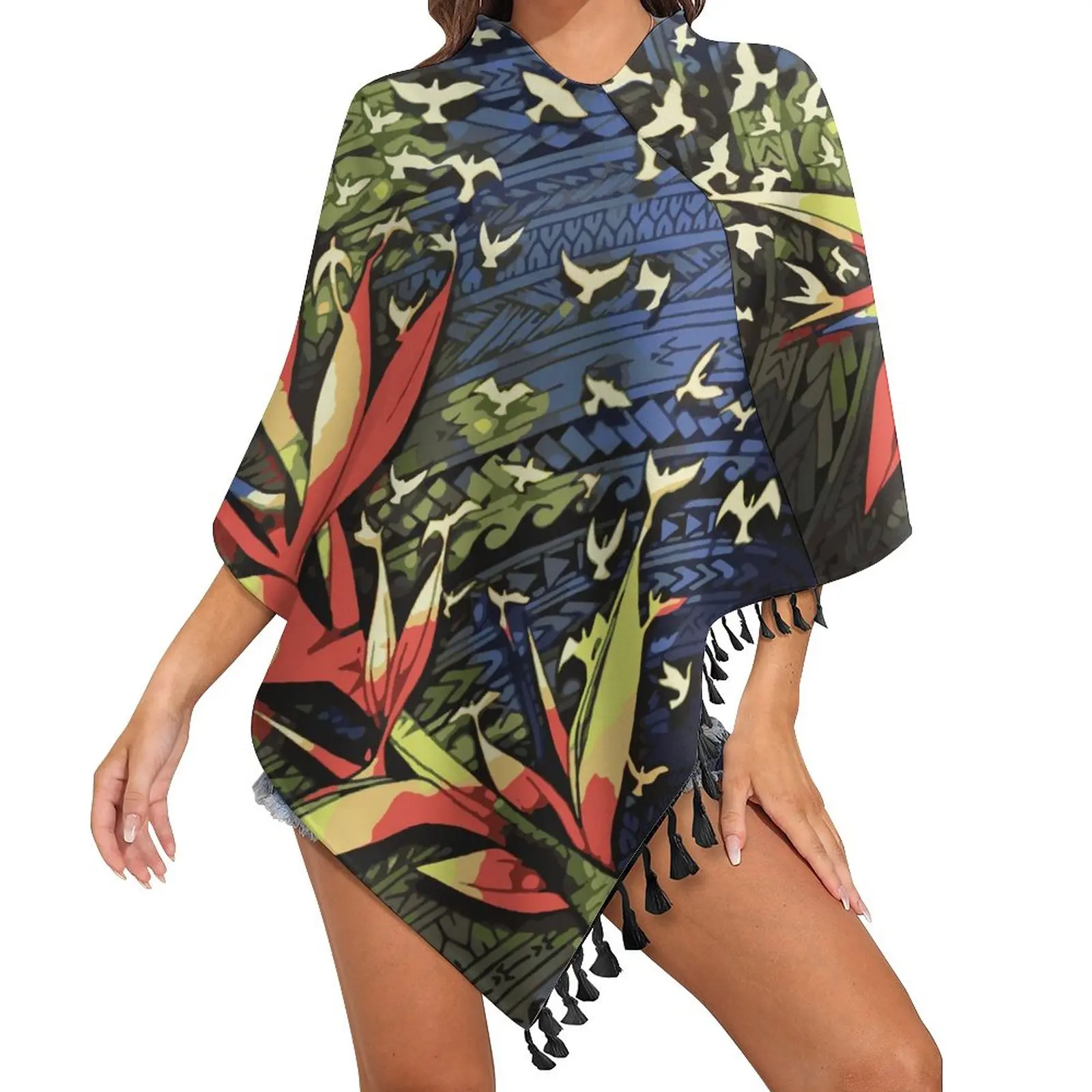 

Теплый свитер-пончо Самоанская накидка-платок для женщин Изысканная модная женская зимняя накидка-пончо с защитой от морщин накидка-платок