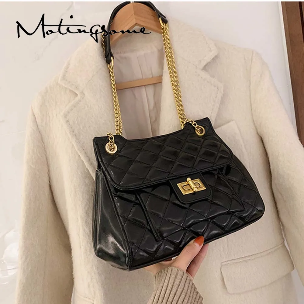 

Women Luxury Designer Bag PU Leather Diamond Lattice Pattern Handbag and Purses Crossbody Small Flap Bags with Chains 2021 New