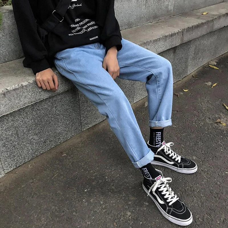 

Men's Simple Straight Versatile Jeans Pants Men's Fashion Brand Loose Trend Leisure Wide Leg Pants