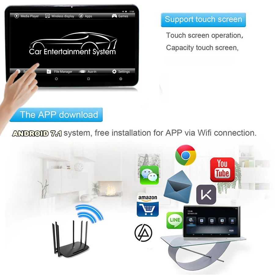Пара 12,5 HD 1080P Android 7,1 ram 2GB rom 16GB Octa-core 1,6 GHz wifi 3g/4G BT HDMI подголовник заднего сиденья мониторы сенсорный экран