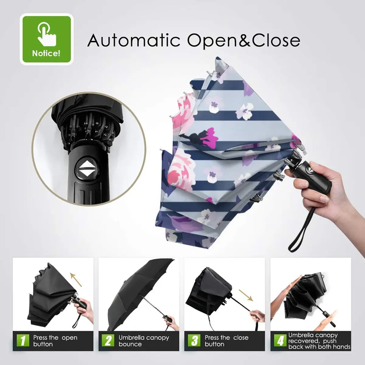 Economici Bella Floreale Fiori Antivento Automatico Pieghevole Invertito Ombrello Portatile Paraguas Per Uomo Donna
