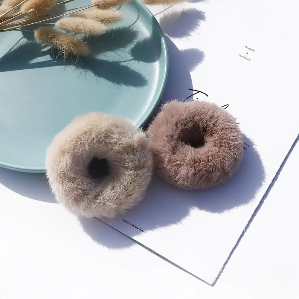 

New Warm Elastic Hair Band Scrunchie Soft Faux Fur Women Girls Ponytai Holder Hair Rope Rubber Band Headwear Hair Accessories