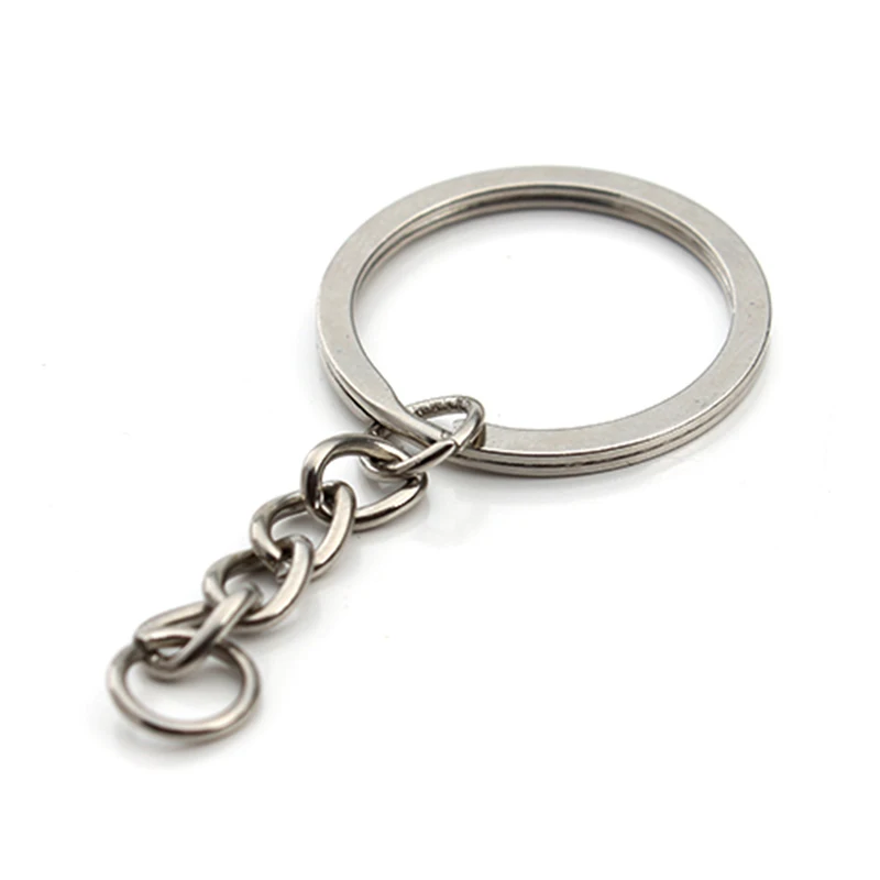 

20pcs/lot Fashion Zinc Alloy Rhodium Color Key Ring Key Chain 60mm Long Round Women Keychain Ring Llavero Hombre