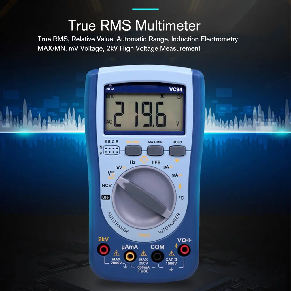 Цифровой мультиметр DC/AC напряжение тока T-RMS Авто Диапазон