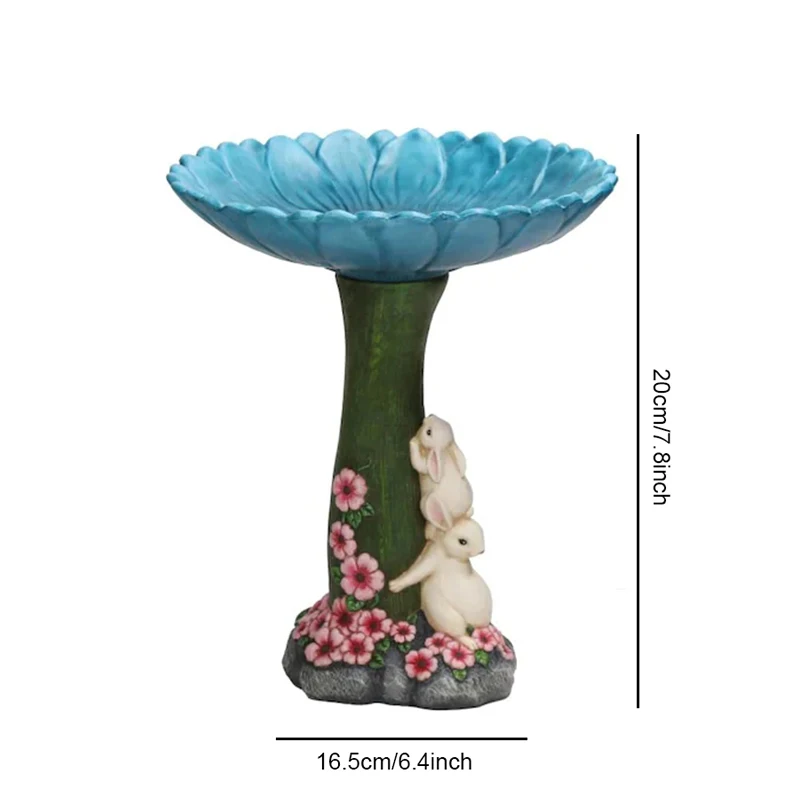 

Resin Standing Blue Sunflower And Rabbit Statue Outdoor Birdfeeder Resin Decoration Cute Garden Ornament For Garden Jardin