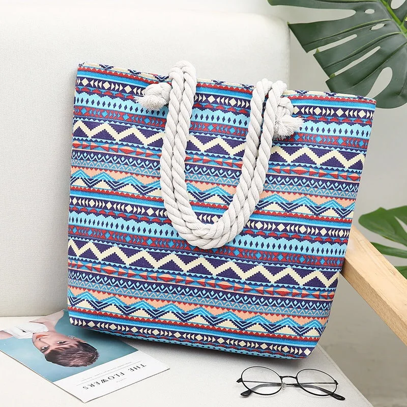 aliwood Elegant Ethnic Style Printing Women Handbags Large Capacity Casual Tote Shopping Bags Female Shoulder Bags High Quality