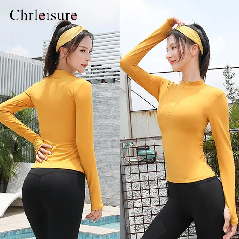 

Pure Color Workout Woman Tshirts Long Sleeve Casual Outdoor Sport Tops Slim Elastic Jogging Gym Fashion t Shirt for Female
