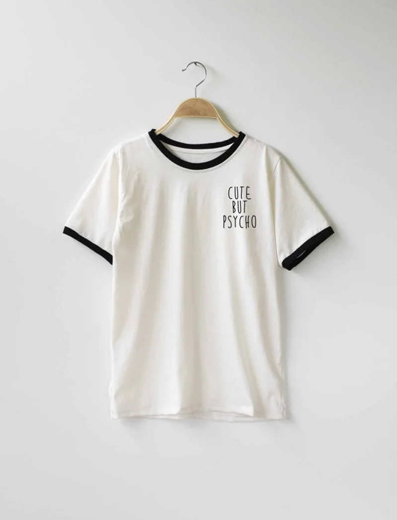 

T Shirt Tumblr T Shirt Casual Girls Top Tees High Quality T Shirt Cute But Psycho Ringer T-shirt Unisex Casual Girls Top Tees