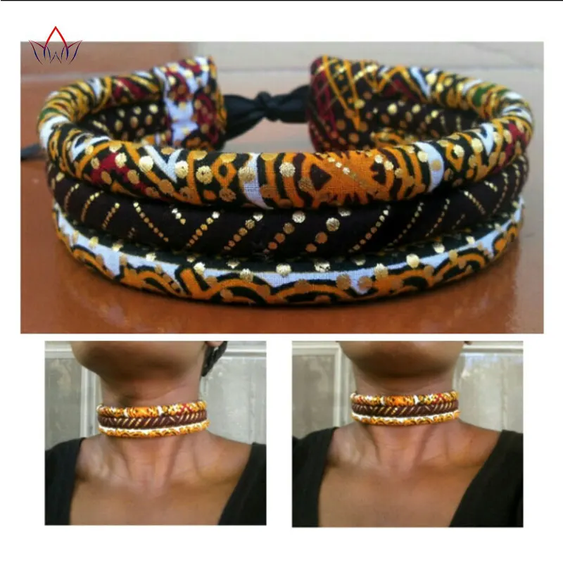 

2020 African Rope Necklace Multi Layer Ankara Colorful Necklace Handmade African Fabric Jewelry For Women WYA015