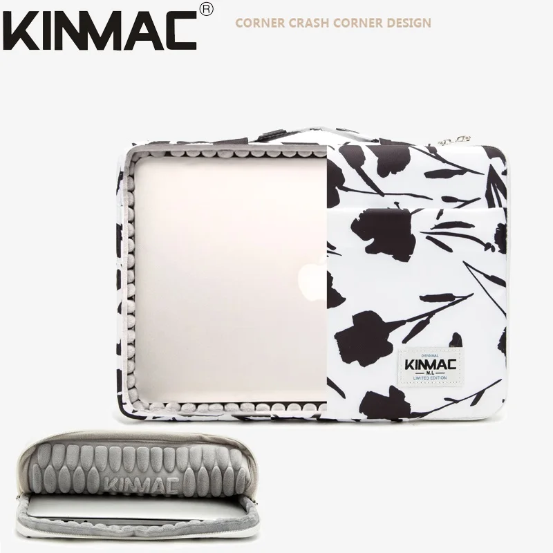 

Brand Kinmac Laptop Bag 12,13,14,15,15.6 Inch, Lady Handle Sleeve Case For MacBook Air Pro M Computer PC Black Flower Briefcase