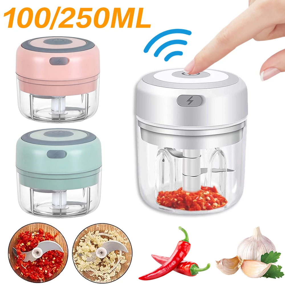 

100/250ml Electric Garlic Masher Mini USB Charging Vegetable Chili Meat Garlic Press Grinder Crusher Food Chopper Kitchen Tools